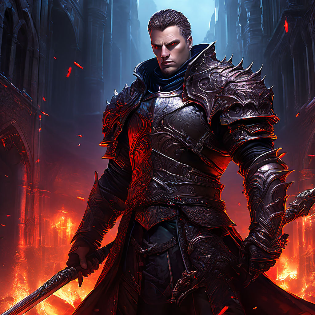Personagem de RPG invocando um demônio durante um ritual arcano