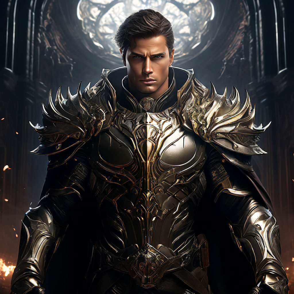 Guerreiro de RPG com armadura pesada pronto para a batalha final