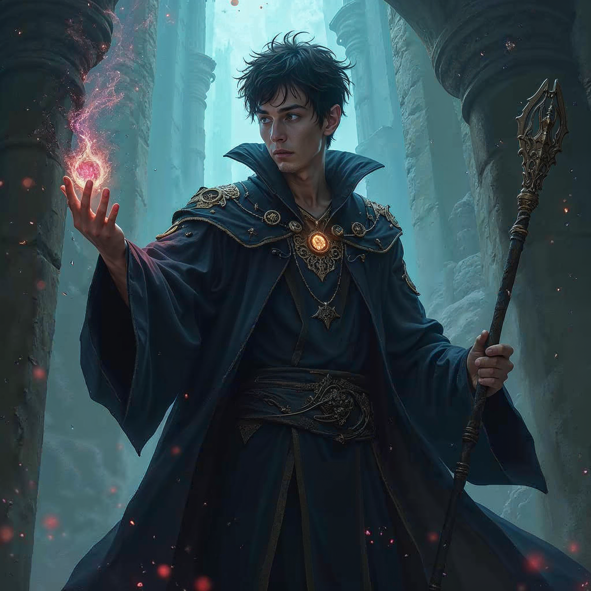 Personagem de RPG com habilidades de alquimia preparando poções poderosas