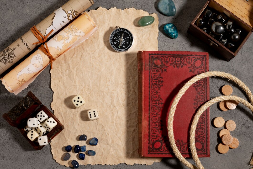 Diversos dados usados no RPG de mesa, incluindo o D20, D12, D10, D8, D6 e D4
